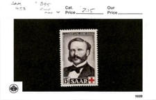 Saar -Germany, Postage Stamp, #B95 Mint LH, 1953 Henri Dunant (AD)