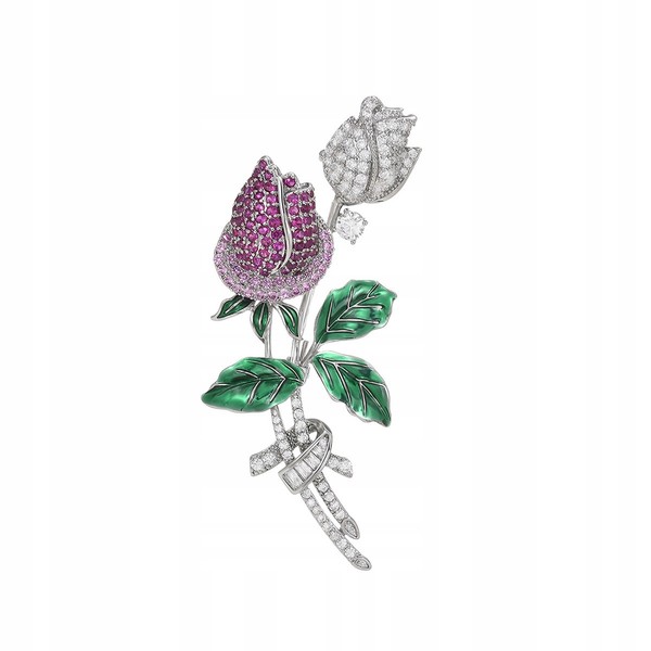 Pinets SchöNe Brosche Rose Blume Farbige Brosche Mit Zirkonen-image
