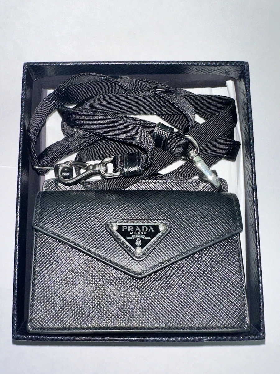 Prada card holder with strap cheap