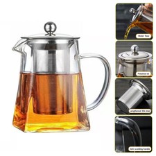 Heat Resistant Clear Glass Teapot Jug With Infuser Coffee Tea Leaf Herbal Pot UK