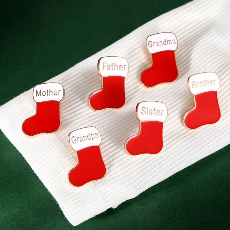 Family Brooch Pin Elegant Collar Lapel Pin Christmas Sock New Year Festive