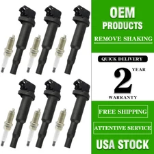 Pack 6 Ignition Coils and Iridium Spark Plugs For BMW 128i 528i X3 Z4 0221504470