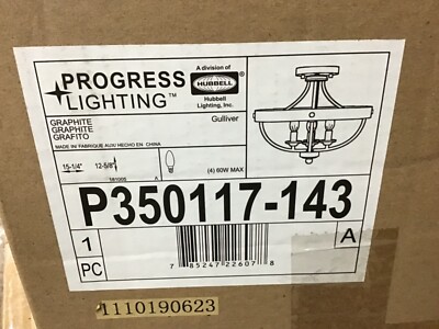 Progress Lighting P350117 Gulliver 4 Light 15''W Semi-Flush - Grey NEW FREE SHIP