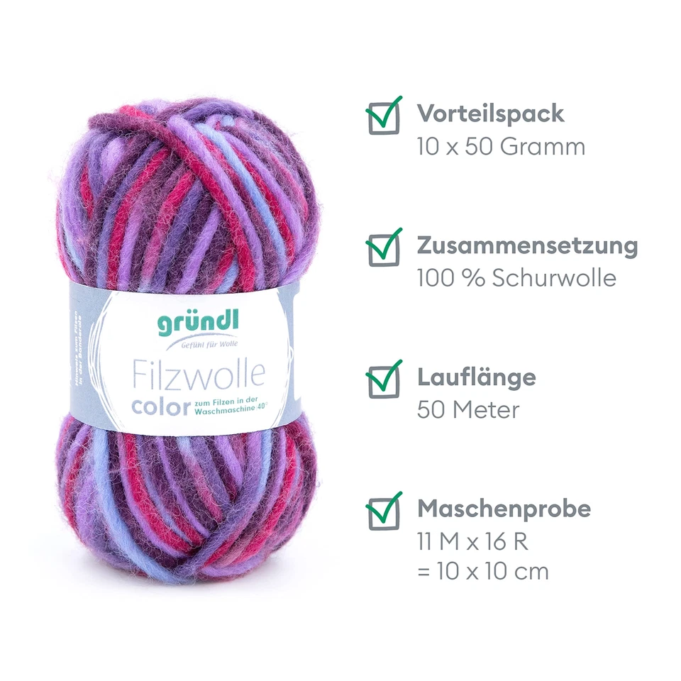 Filzwolle color OEKO-TEX zertifiziert 100 % Schurwolle zum Filzen 50 g / 50 m... - Bild 2 von 4