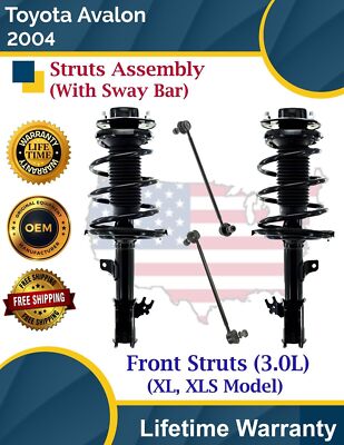 New OE Front Struts W/Sway Bar for 2004 Toyota Avalon 3.0L Lifetime Warranty