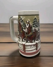 Vtg. 1984 Collector Budweiser Beer Stein Anheuser Busch Christmas Winter's Eve 