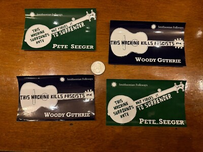 Pete Seeger /Woody Guthrie Seeger Stickers(Lot of 4)5x3 Folkways,+ Free ...