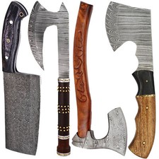 Viking Battle Ready Hand Forged Damascus Steel Axe Hatchet Functional Replica