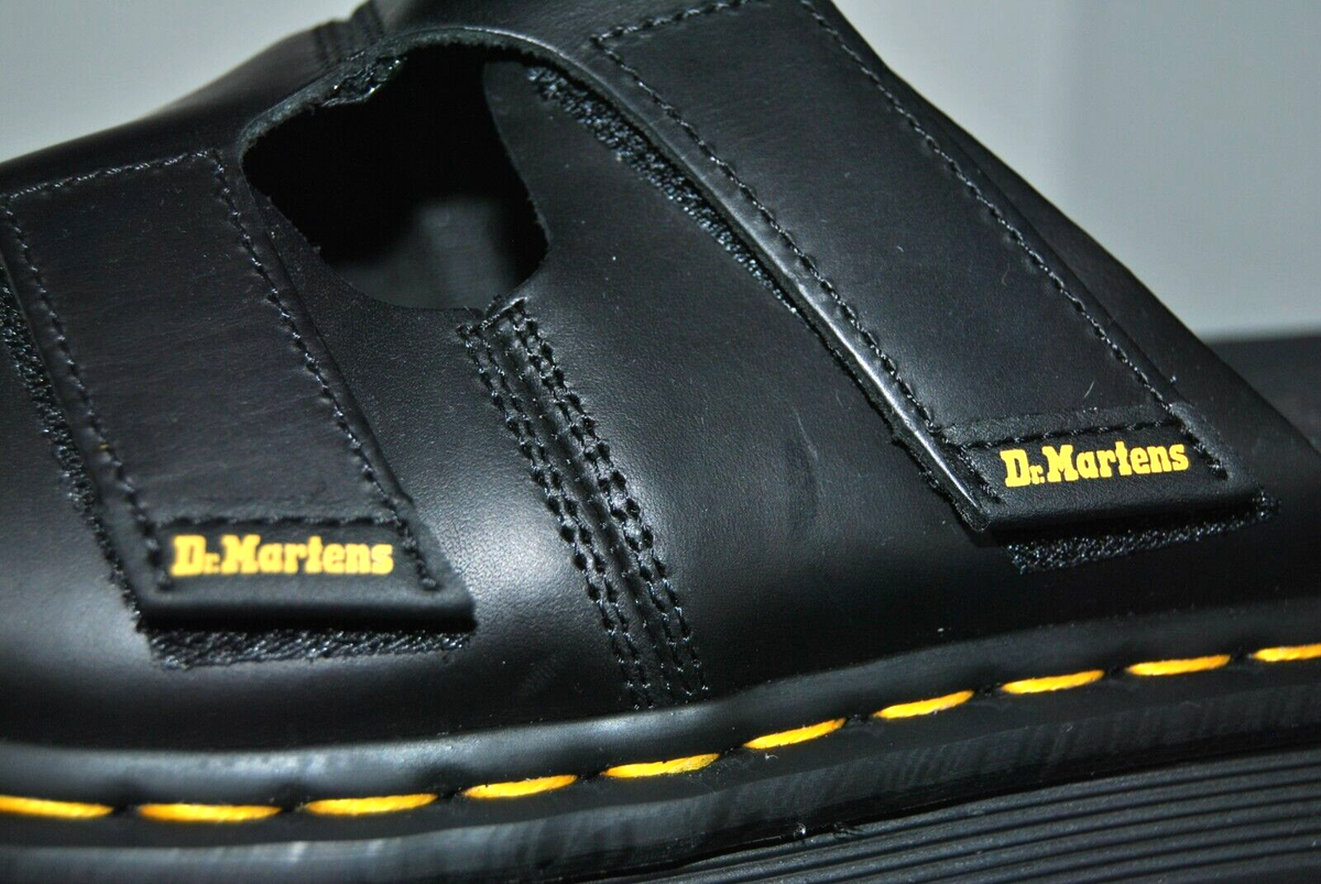 DR. MARTENS DAXTON LEATHER SLIDE SANDALS BLACK MEN'S SIZE 10