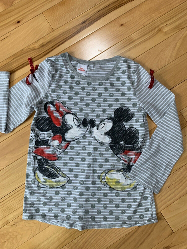 DISNEY Mickey & Minnie Long Sleeve Pullover Sz 10-12 Girl Cotton/Poly Blend