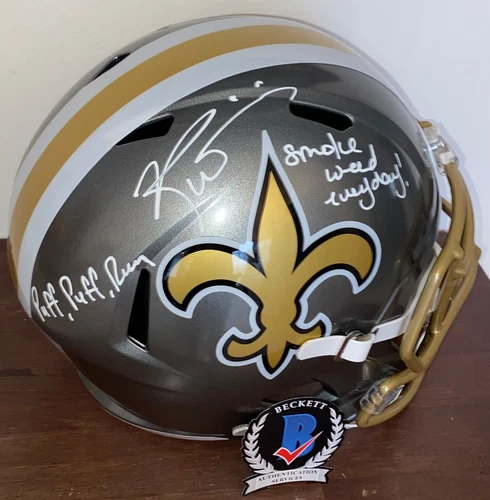 Ricky Williams New Orleans Saints Signed Flash Full Size Helmet SWED Beckett N