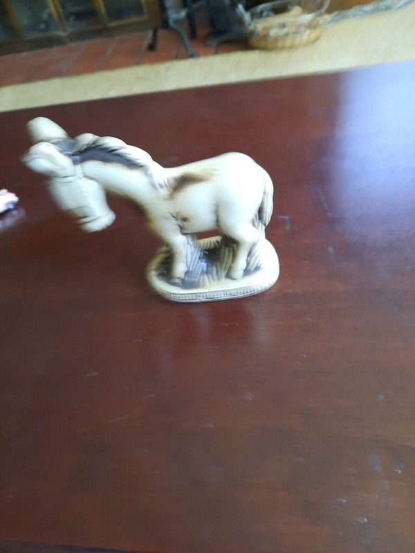Vintage Donkey Horse Mule Burro Figurine Ceramic Sculpture Brazil 5" x 5"
