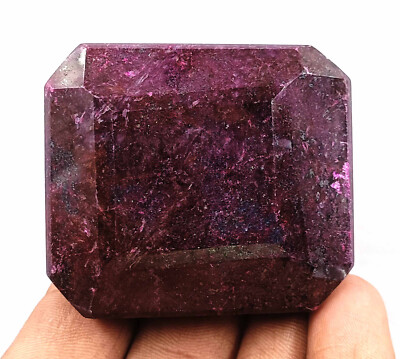 100% Natural Certified 789 Ct Red Ruby Emerald Cut Faceted Loose Gemstone 25S 
