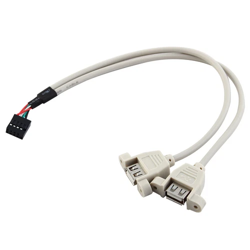 Motherboard USB2.0 9Pin Header to 2 Ports Type A Female Jack Adapter Cable Cord