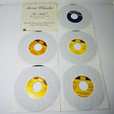 #ad Stevie Wonder 45 Singles Record Set Of 6 Sir Duke Master Blaster 4 Others $7.50