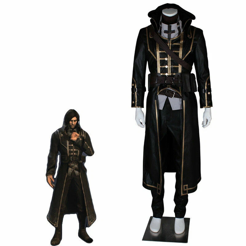 Dishonored Cosplay Corvo Attano Costume Long Leather Coat Men