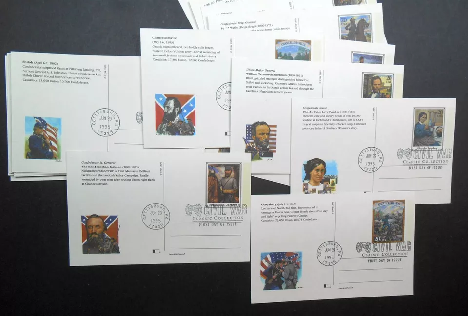 1995 CIVIL WAR Sc UX200 - UX219 postal cards FDCs set of 20 different Fleetwood - Image 3 of 4