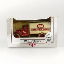 Ertl 1931 Delivery Truck Bank Diecast 1:34 Scale Red Cream Rubber Tires