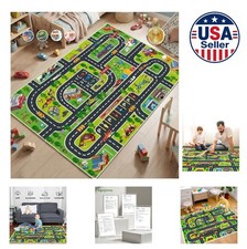 Car Play Mat 31x47in Kids Rug Non Slip Playroom Area Rug for Toy Cars Boys Girls