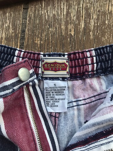 Vintage Bonjour Boys Unit 1 Team Work Striped Shorts Size 5 Kids Elastic Waist - Picture 5 of 6