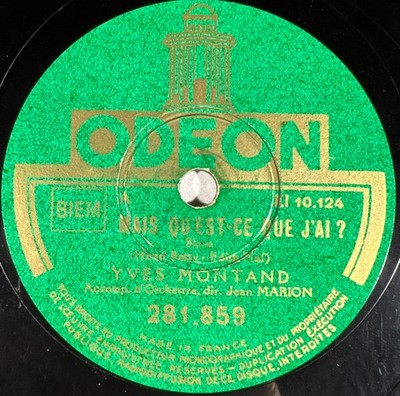 Yves Montand: Aber was habe ich / Mein Kind... ODEON 281.859 78RPM DISC.
