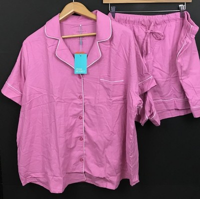 NWT Posh Peanut Women's Pink Flannelette Luxe Pajama Short Set 2 Piece Size XXL