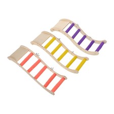3pcs Parrot Toy Swing Ladder - Colorful Wooden Bird Ladder Toy Staircase -