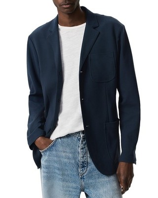 Rag & Bone Achilles Knit Blazer Men's 38 Ink Blue Long Sleeve Button Closure