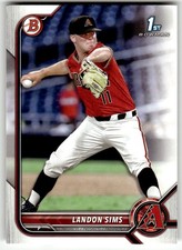 2022 Bowman Draft #BD-72 Landon Sims 1st Arizona Diamondbacks Baseball