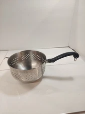 FARBERWARE Colander Strainer Stainless Steel & Handle Side Pot Hook 7.5" Dia VTG