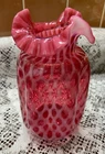 Beautiful Fenton Cranberry Opalescent Coin Dot Pinch Vase