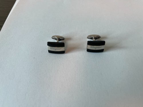 Salvatore Ferragamo Black Stone Rectangle Cufflinks