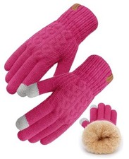 Winter Touch Screen Gloves for Women  Men Warm Thick Fleece One Size Rose Pink