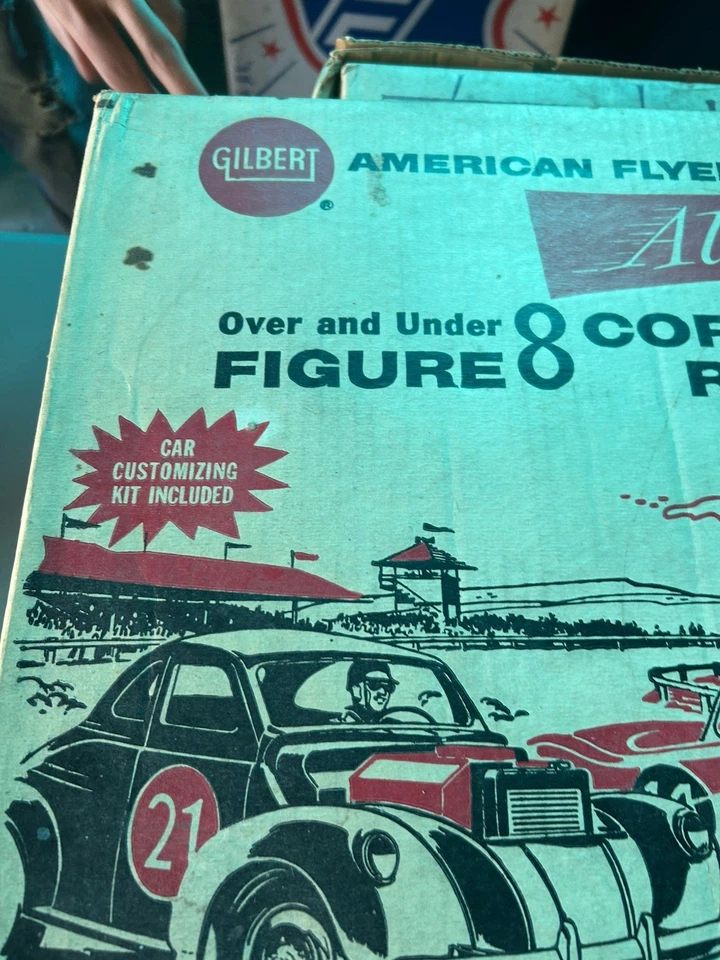 Figura 8 Corvette Race Set Nº 19080 vintage 1960 A.C. Gilbert Auto-Rama con caja Foto 2 de 4
