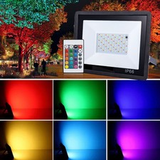 50W 200W RGB LED Flood Light Spotlight Colour Changing Garden Yard Outdoor Lamp