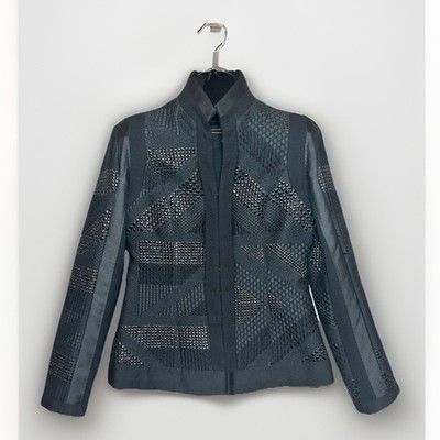 Etro Milano Women's Black Jacket Blazer Texture Detail Sz 42 US 6 Med Designer