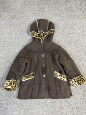 OshKosh B'gosh Coat Girls 4 Brown Hooded Lined Insulated Faux Fur Trim