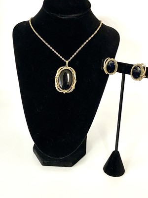 Vintage Whiting & Davis Necklace Earrings Set Art Deco Gold Tone Jewelry