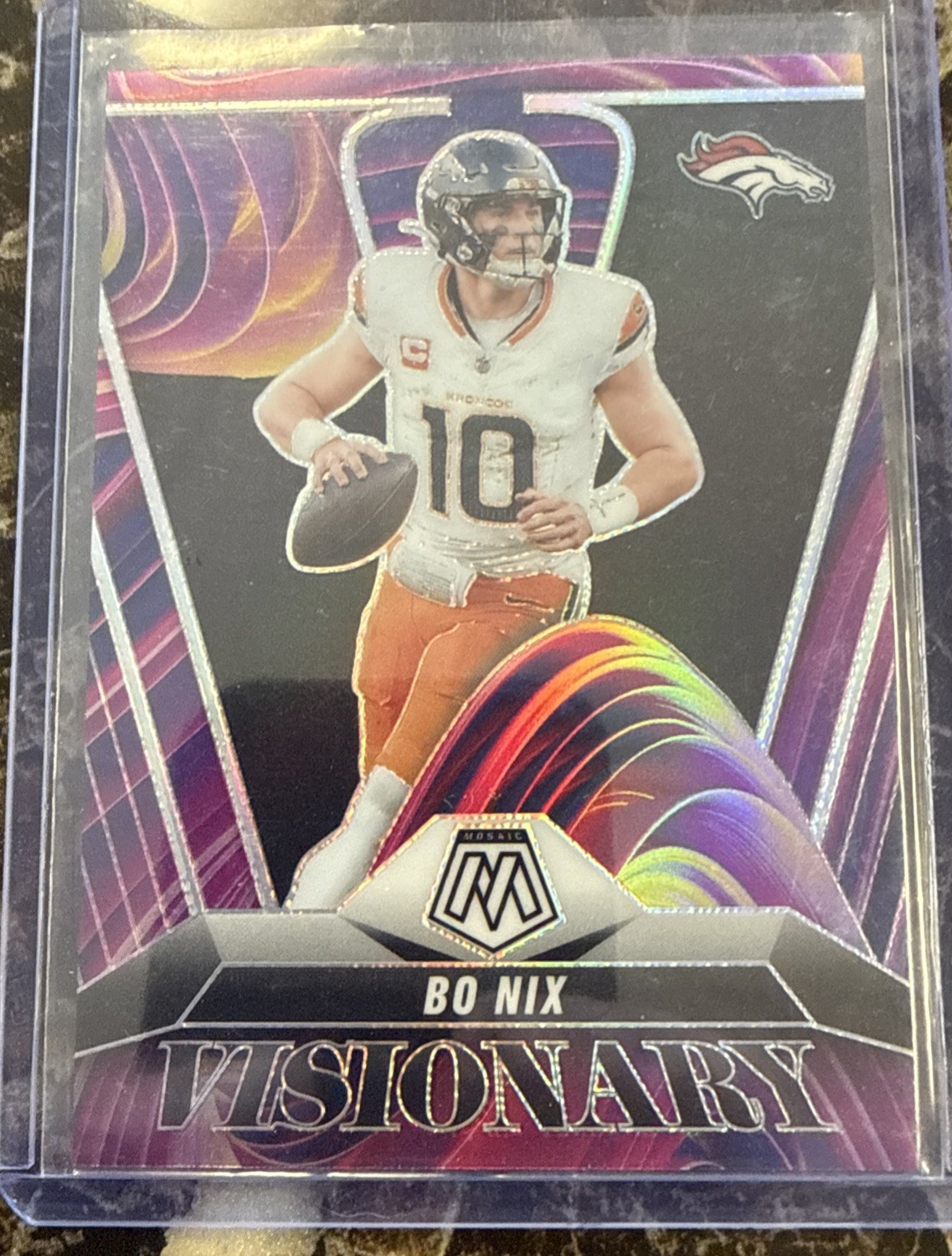 2025 Panini Mosaic Football Bo Nix #8 Visionary Case Hit
