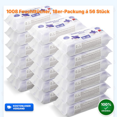 Mama Bear Sensitive Baby Feuchttücher Parfümfrei Aloe Vera 18er Pack 1008 Tücher