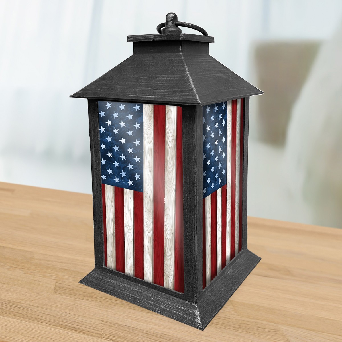 Briarwood Lane Wooden American Flag LED Lantern 13.5