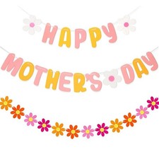 Happy Mothers Day Banner Decorations Sign Bunting Colorful