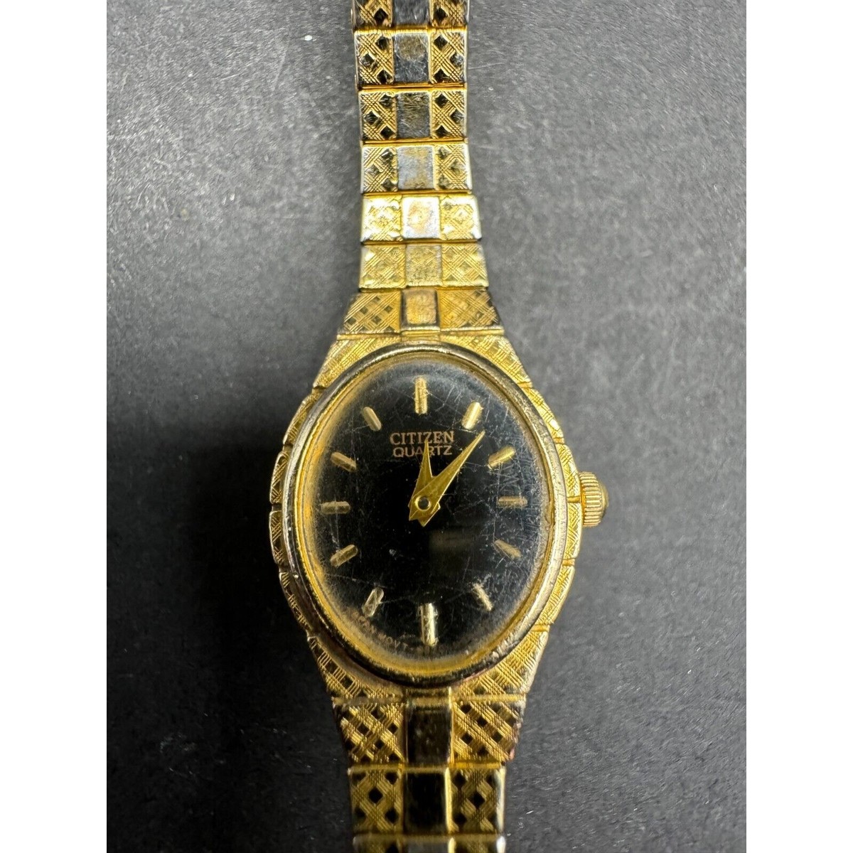 腕時計 DAVENA ダベナ スワロフスキー CITIZEN ゴールド VTG Citizen Watch Women's Black Dial Gold Tone Oval 5920