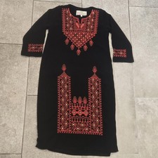 Girls Traditional Palestinian Embroidered Dress Thob Red Embroidery