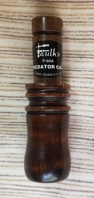 Faulk's Game Calls Adjustable Predator Call P-60A, Brown Walnut Wood Metal Reed
