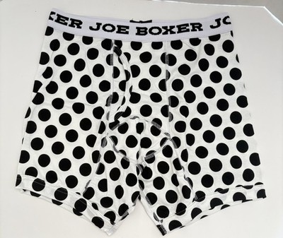 Joe Boxer White Black Polkadot Boxer Brief Shorts Size large ( 36 - 38 ) New