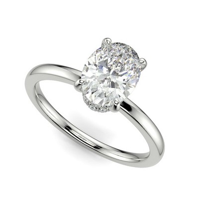 2.6 Ct Oval Cut Diamond Engagement Ring VS1 E White Gold 14k