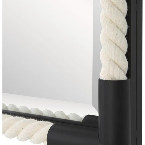 Uttermost 09942 Marina Wall Mirror White Cotton Rope and Matte Black - Picture 5 of 6