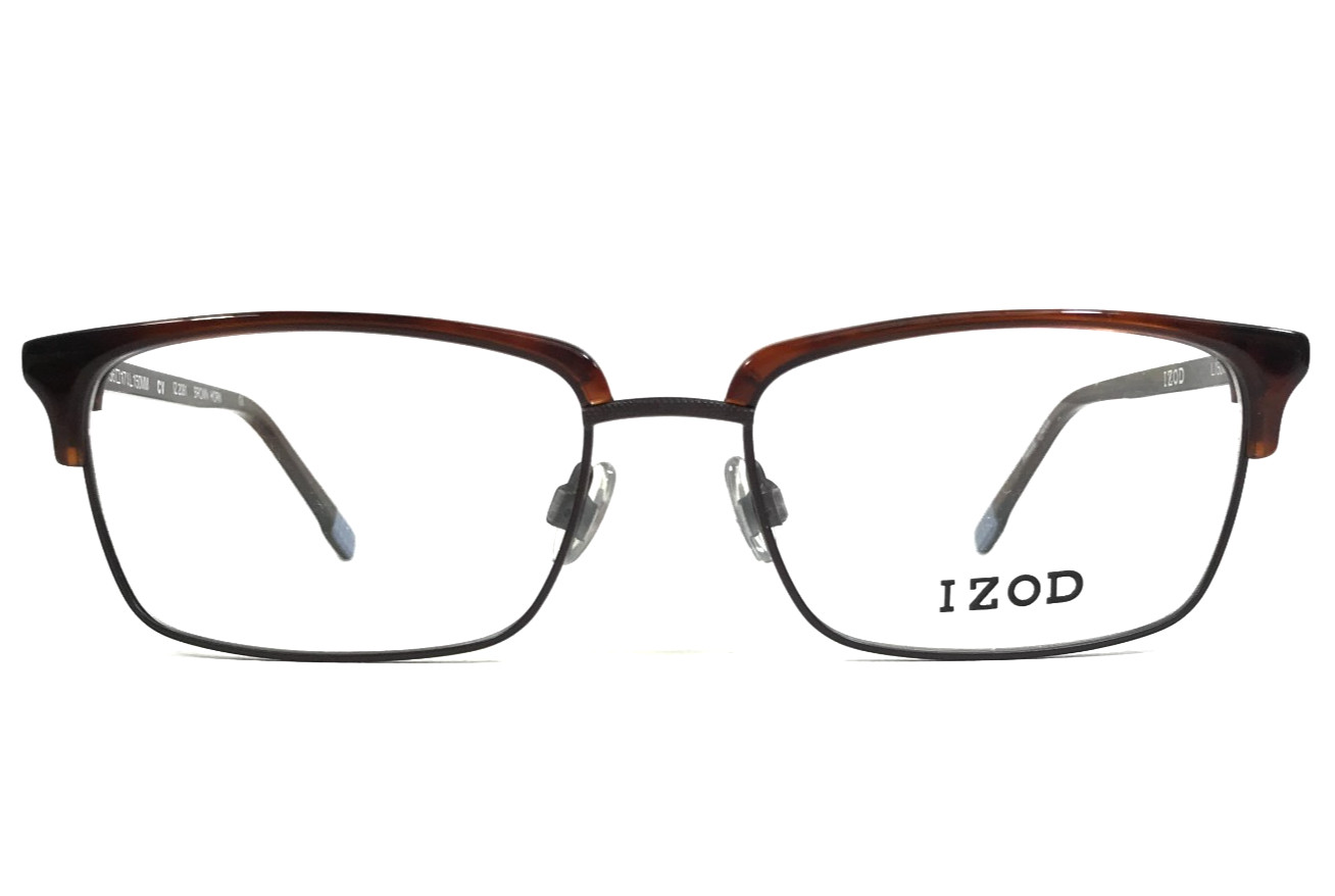 IZOD Eyeglasses Frames IZ2091 BROWN HORN Rectangle Full Rim 56-17-150 9090₽