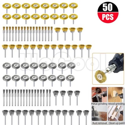 50X Messingbürste Drahtbürste Stahldrahtbürsten Set für Dremel Bohrmaschine 3mm
